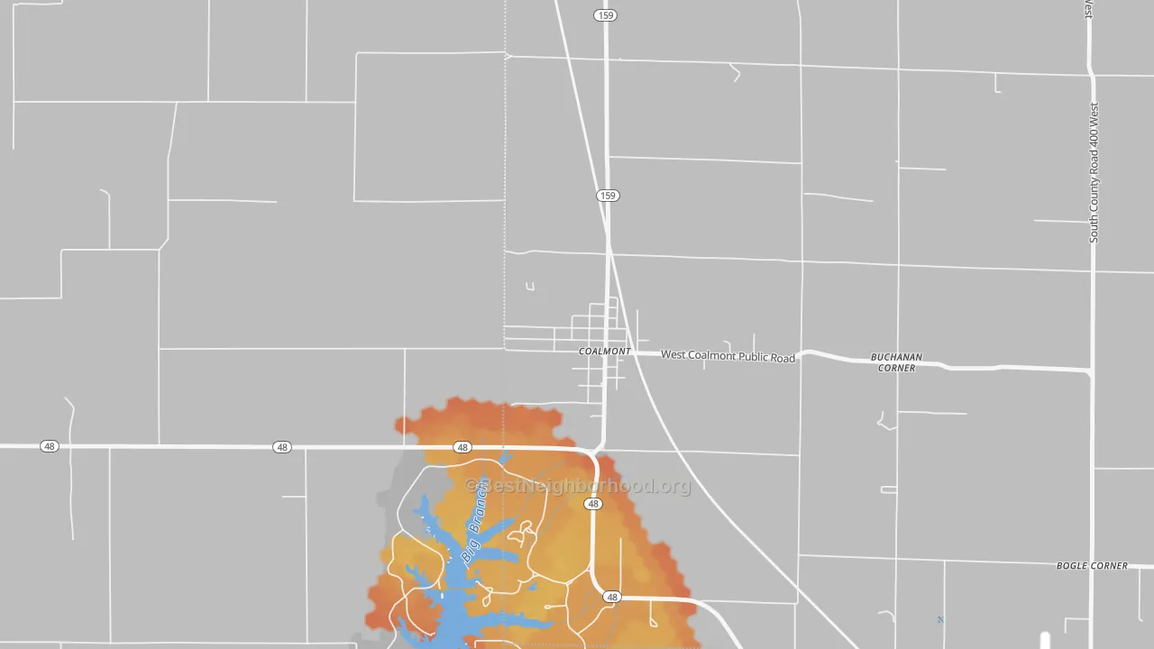 Bike Grade map of 47845, IN