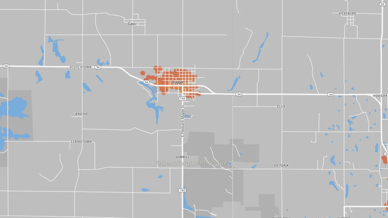 Bike Grade map of 47848, IN
