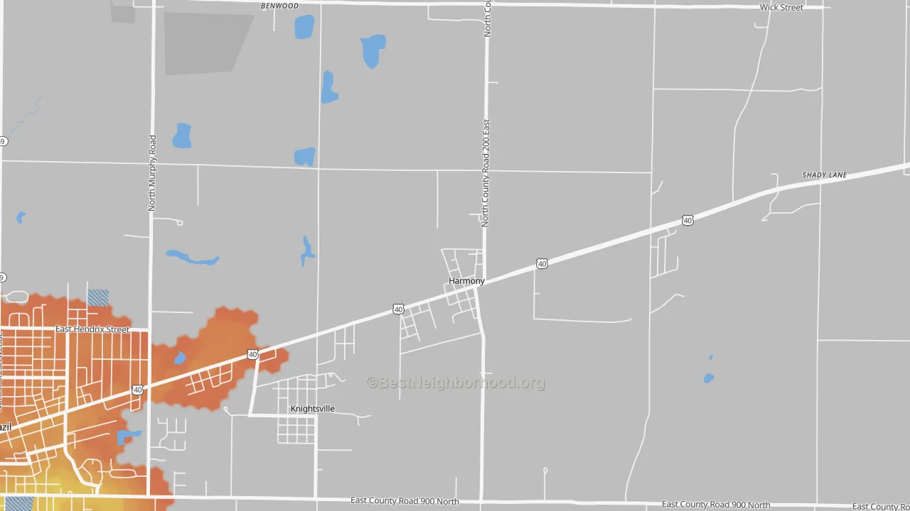 Bike Grade map of 47853, IN