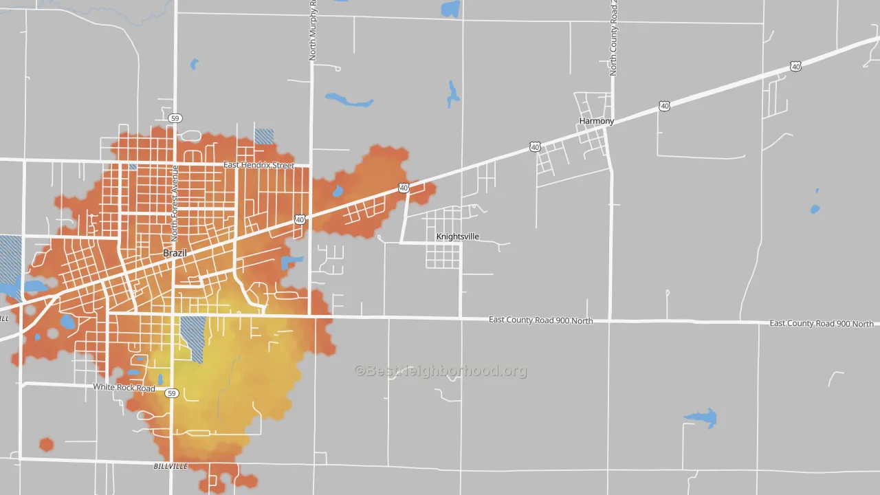 Bike Grade map of 47857, IN