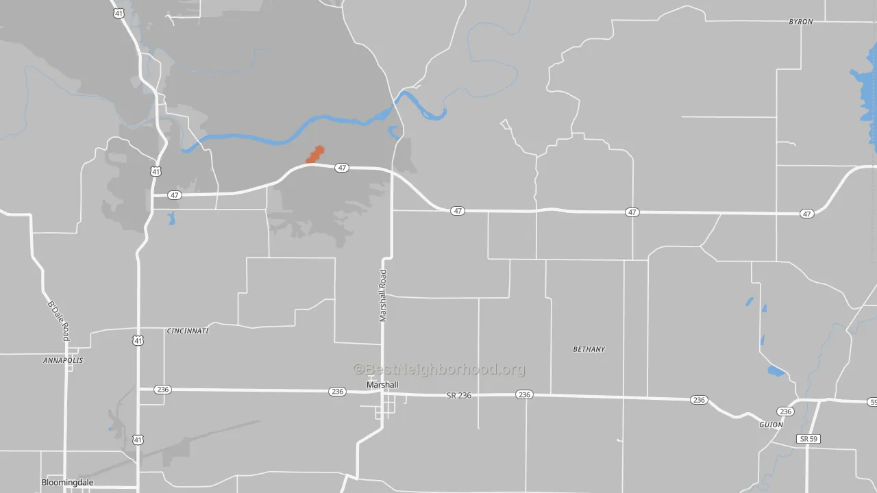 Bike Grade map of 47859, IN