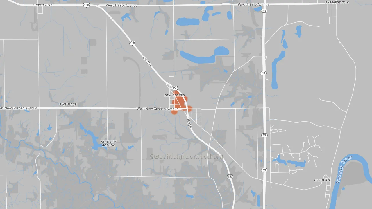 Bike Grade map of 47863, IN
