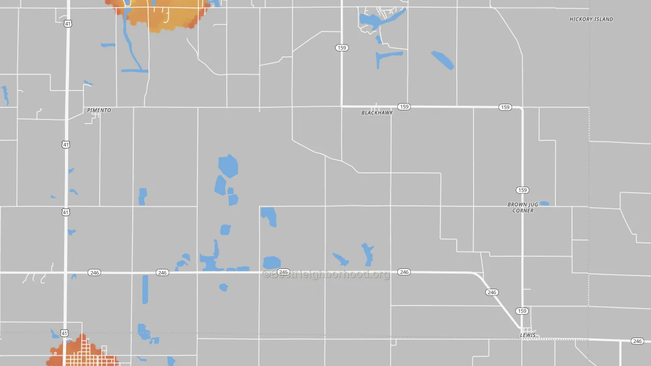 Bike Grade map of 47866, IN