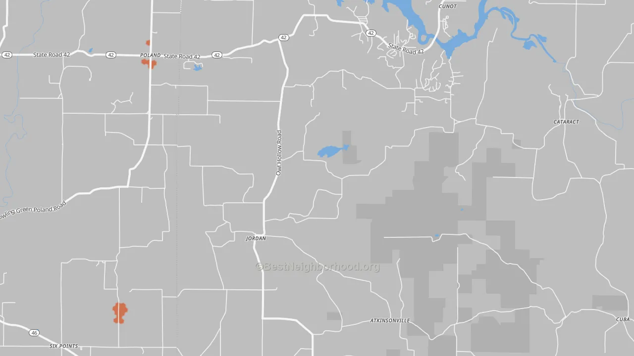 Bike Grade map of 47868, IN
