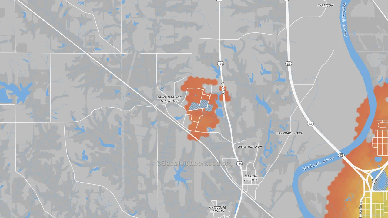 Bike Grade map of 47876, IN