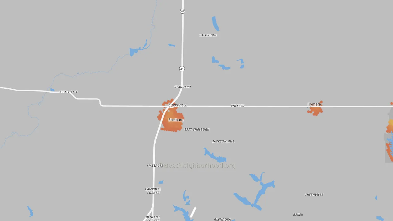 Bike Grade map of 47879, IN