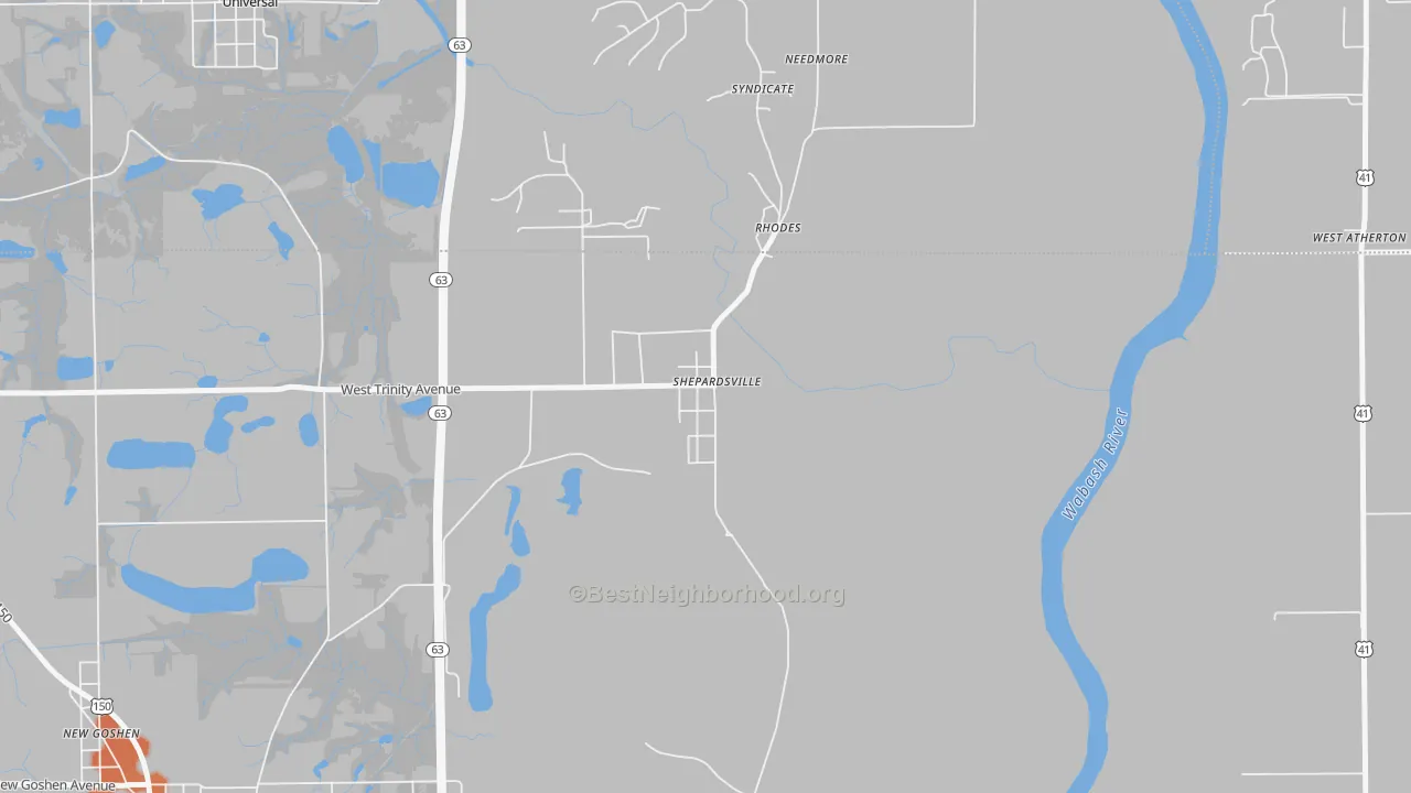 Bike Grade map of 47880, IN
