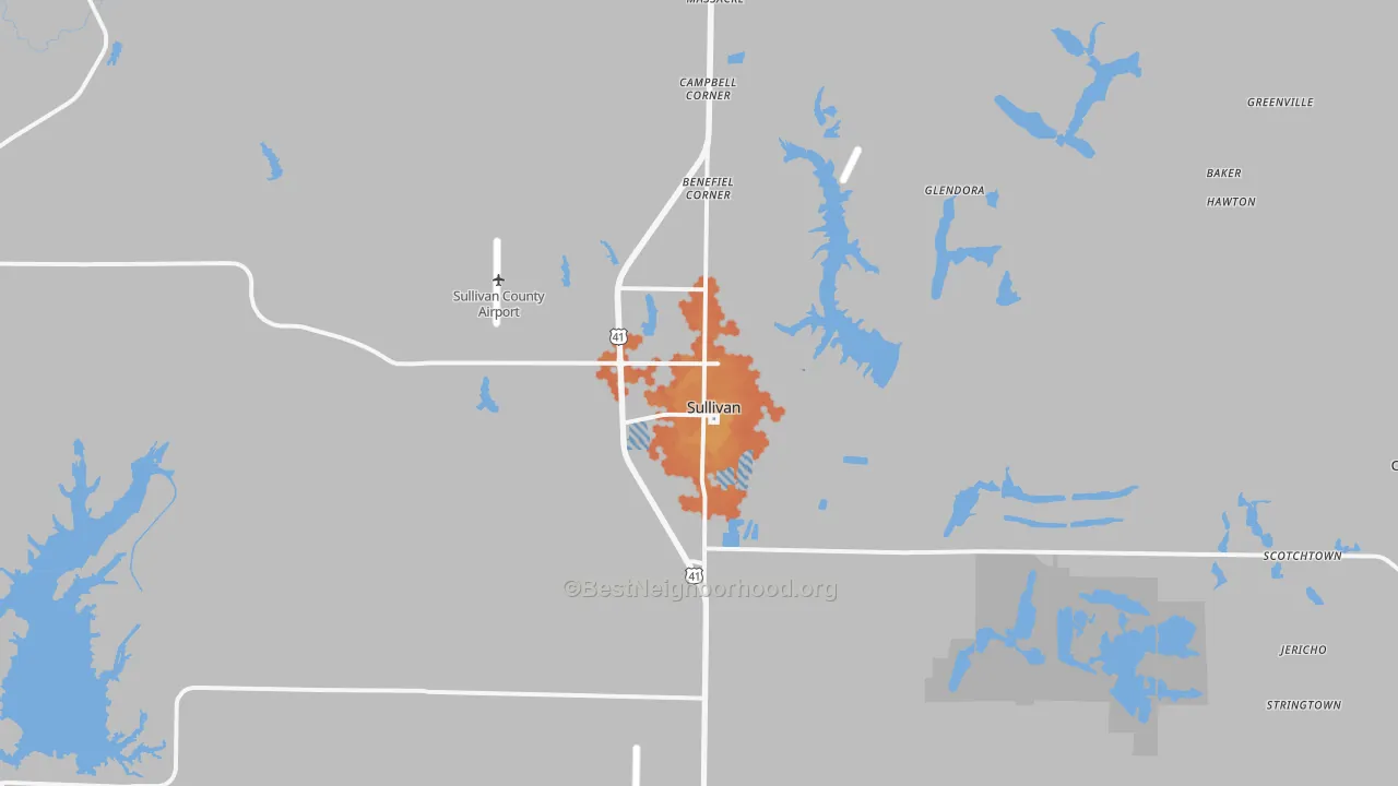 Bike Grade map of 47882, IN
