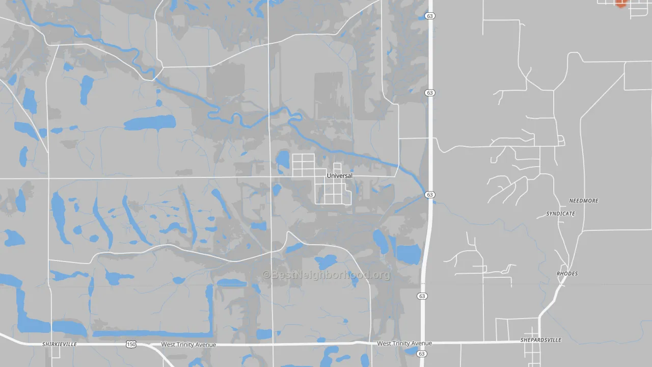 Bike Grade map of 47884, IN