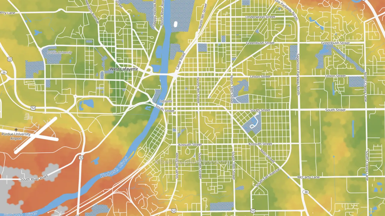 Bike Grade map of 47901, IN
