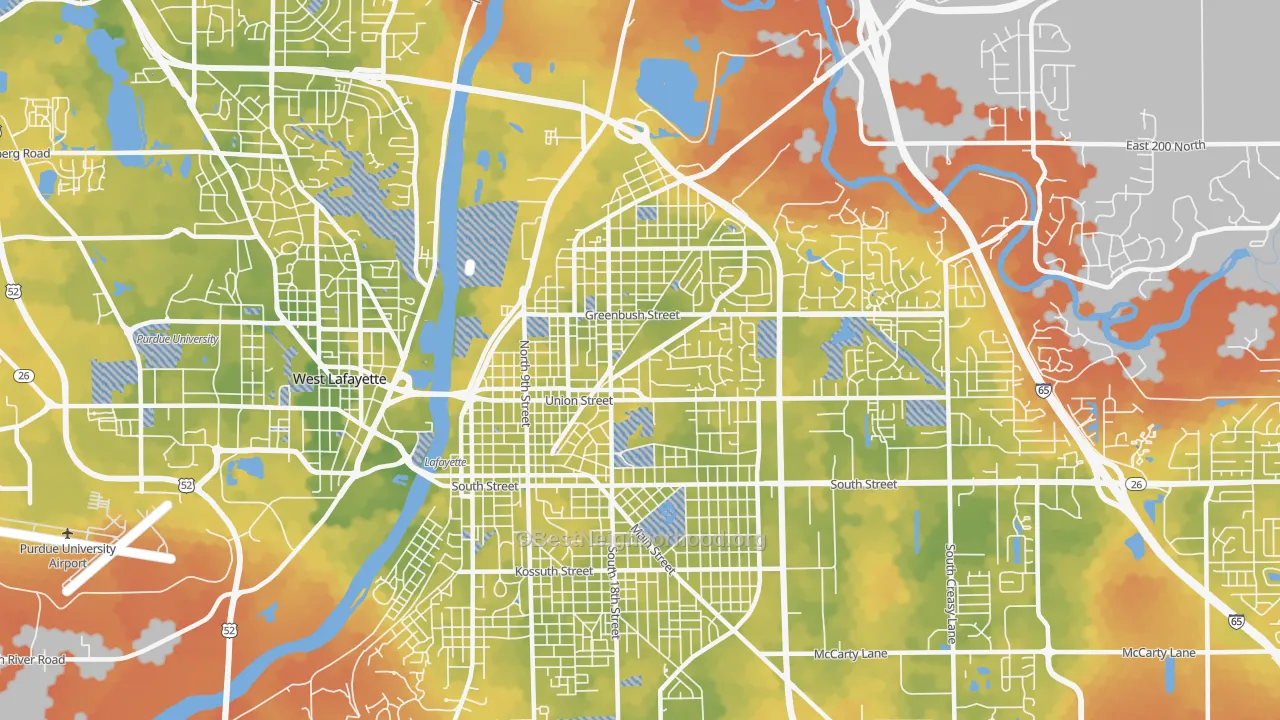 Bike Grade map of 47904, IN