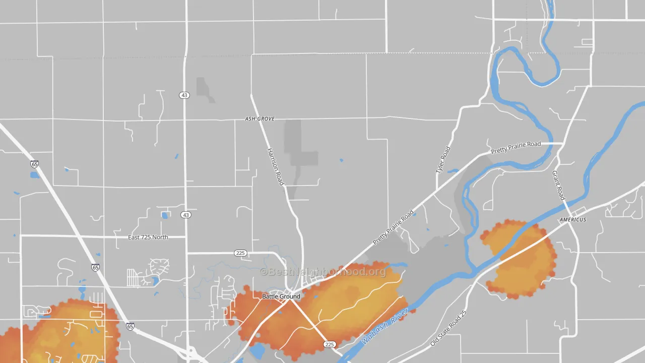 Bike Grade map of 47920, IN