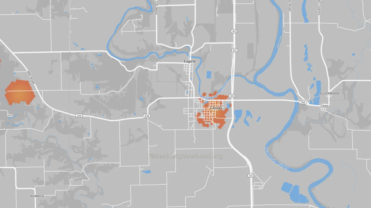 Bike Grade map of 47928, IN