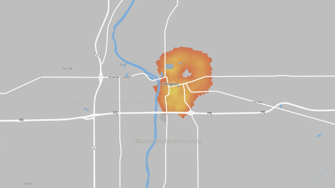 Bike Grade map of 47932, IN