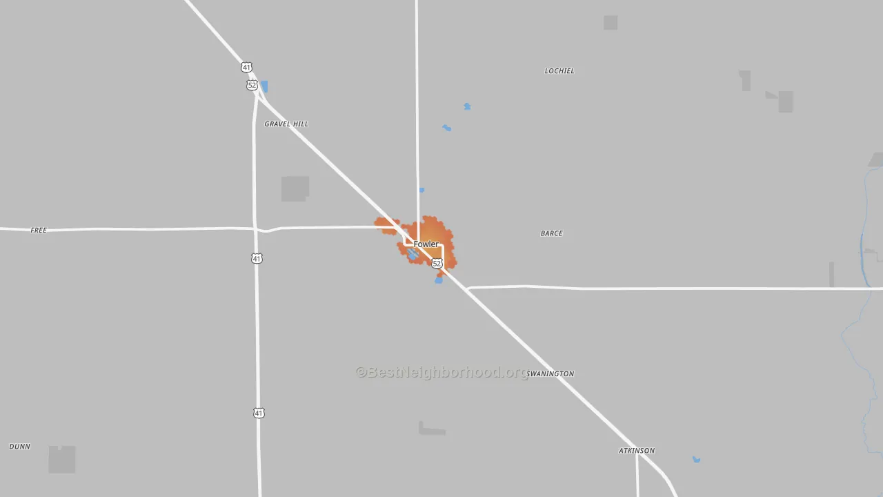 Bike Grade map of 47944, IN