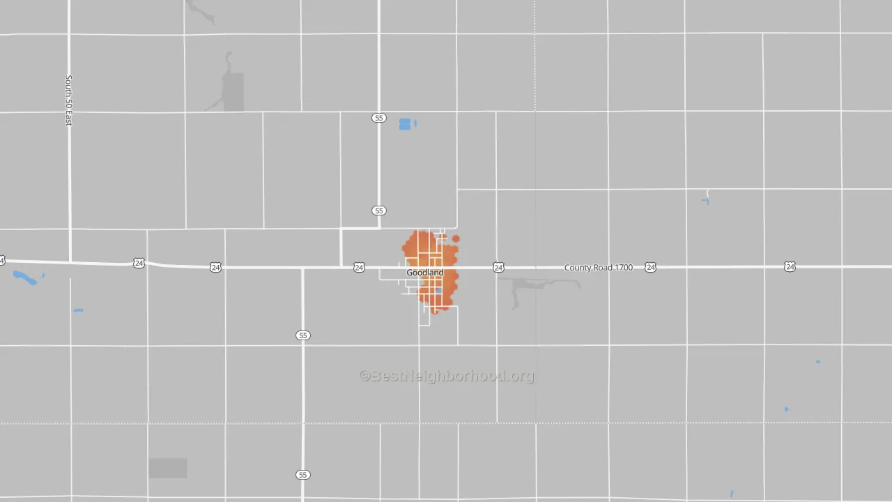 Bike Grade map of 47948, IN