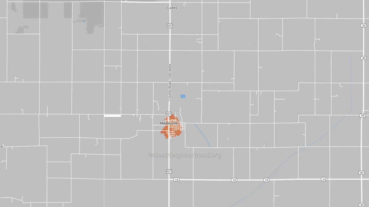 Bike Grade map of 47957, IN