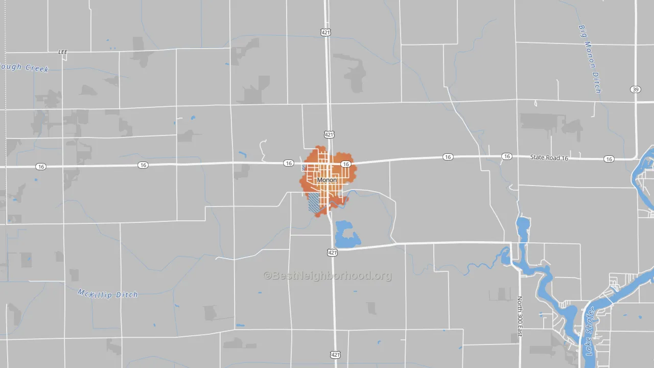 Bike Grade map of 47959, IN