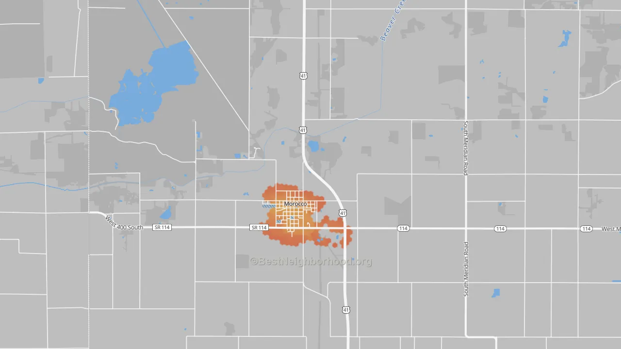 Bike Grade map of 47963, IN