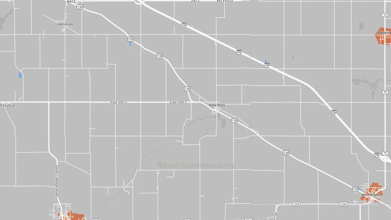 Bike Grade map of 47968, IN