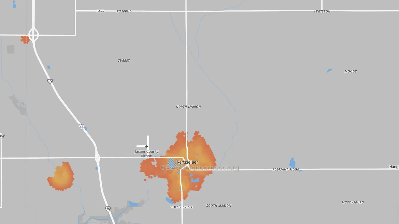 Bike Grade map of 47978, IN