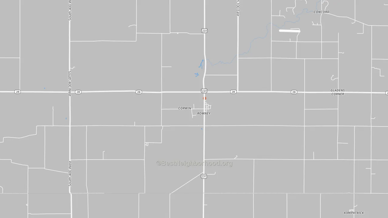 Bike Grade map of 47981, IN