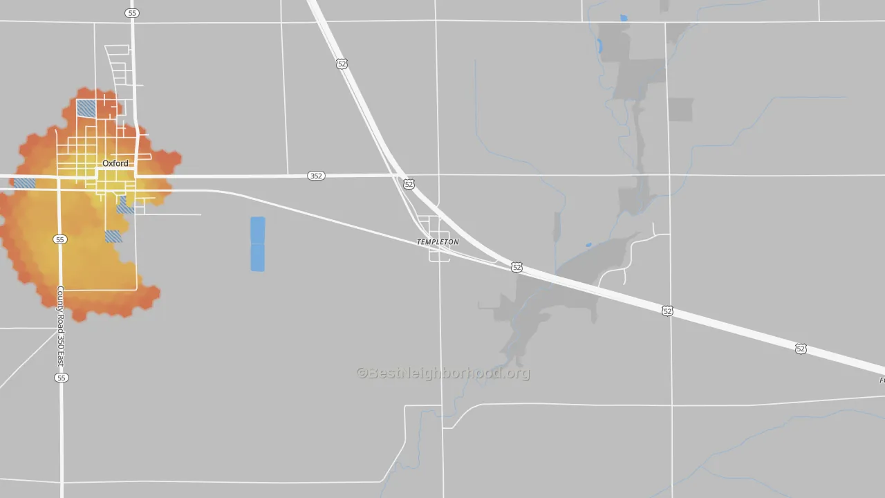Bike Grade map of 47986, IN