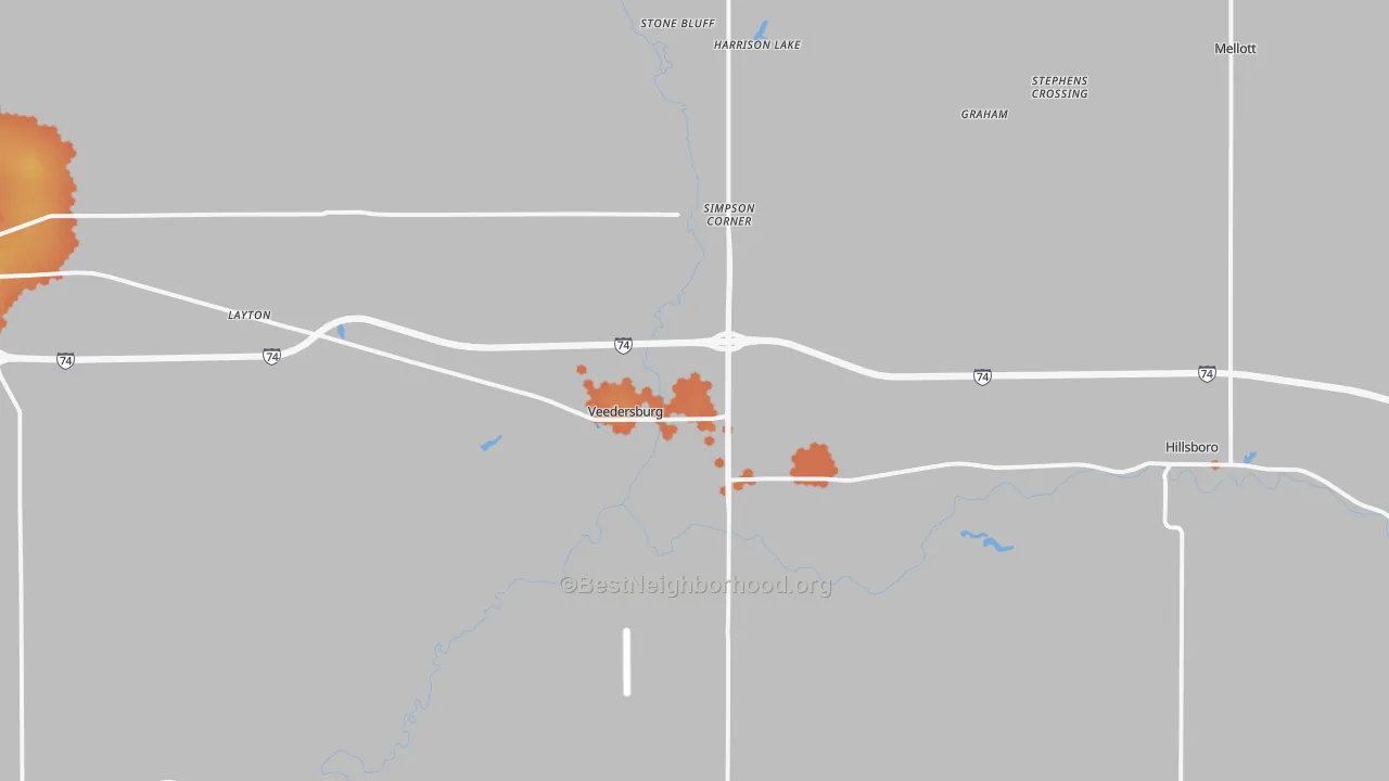 Bike Grade map of 47987, IN