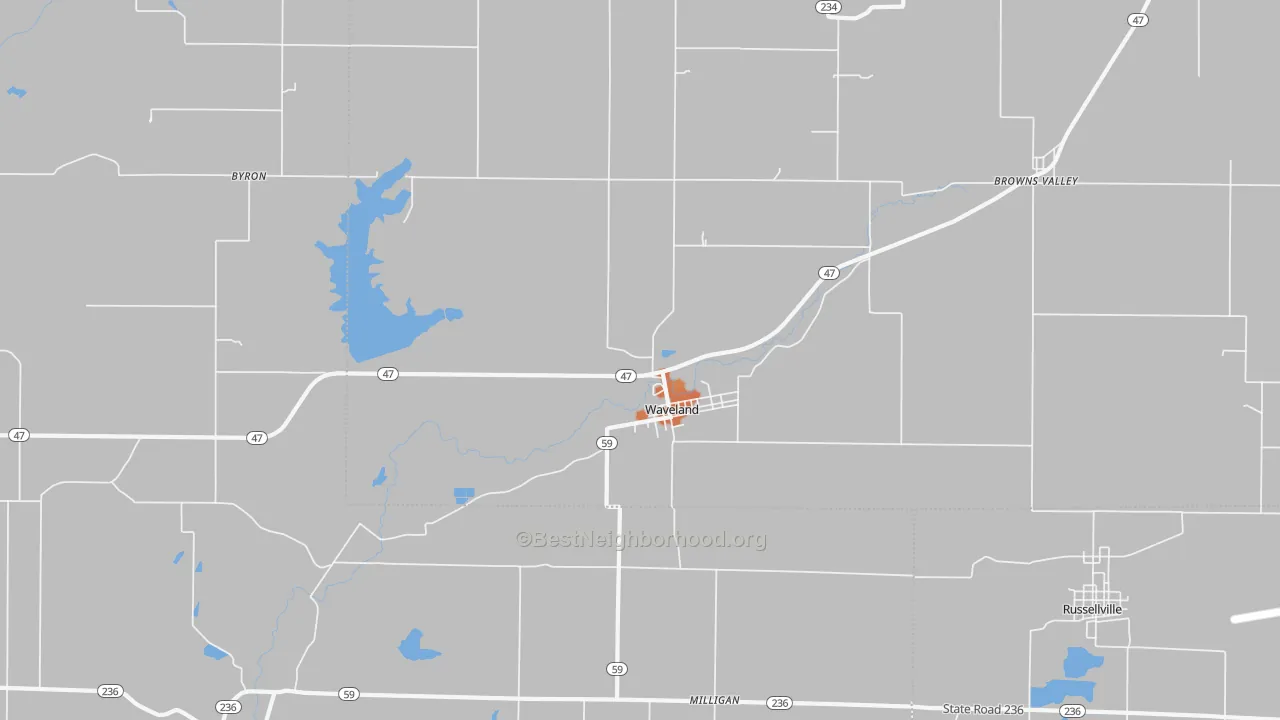 Bike Grade map of 47989, IN