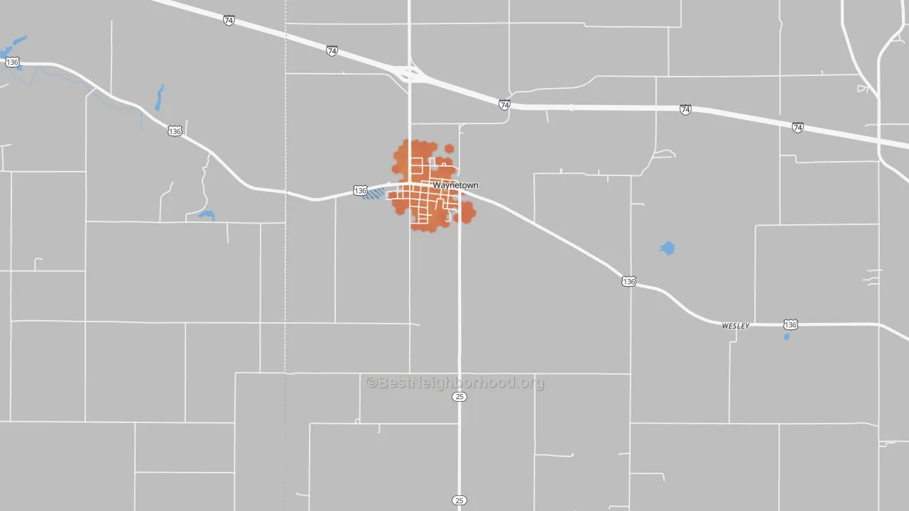 Bike Grade map of 47990, IN