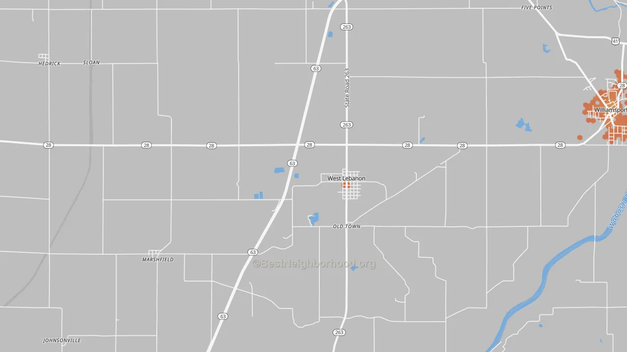 Bike Grade map of 47991, IN