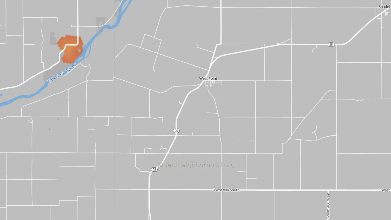 Bike Grade map of 47992, IN