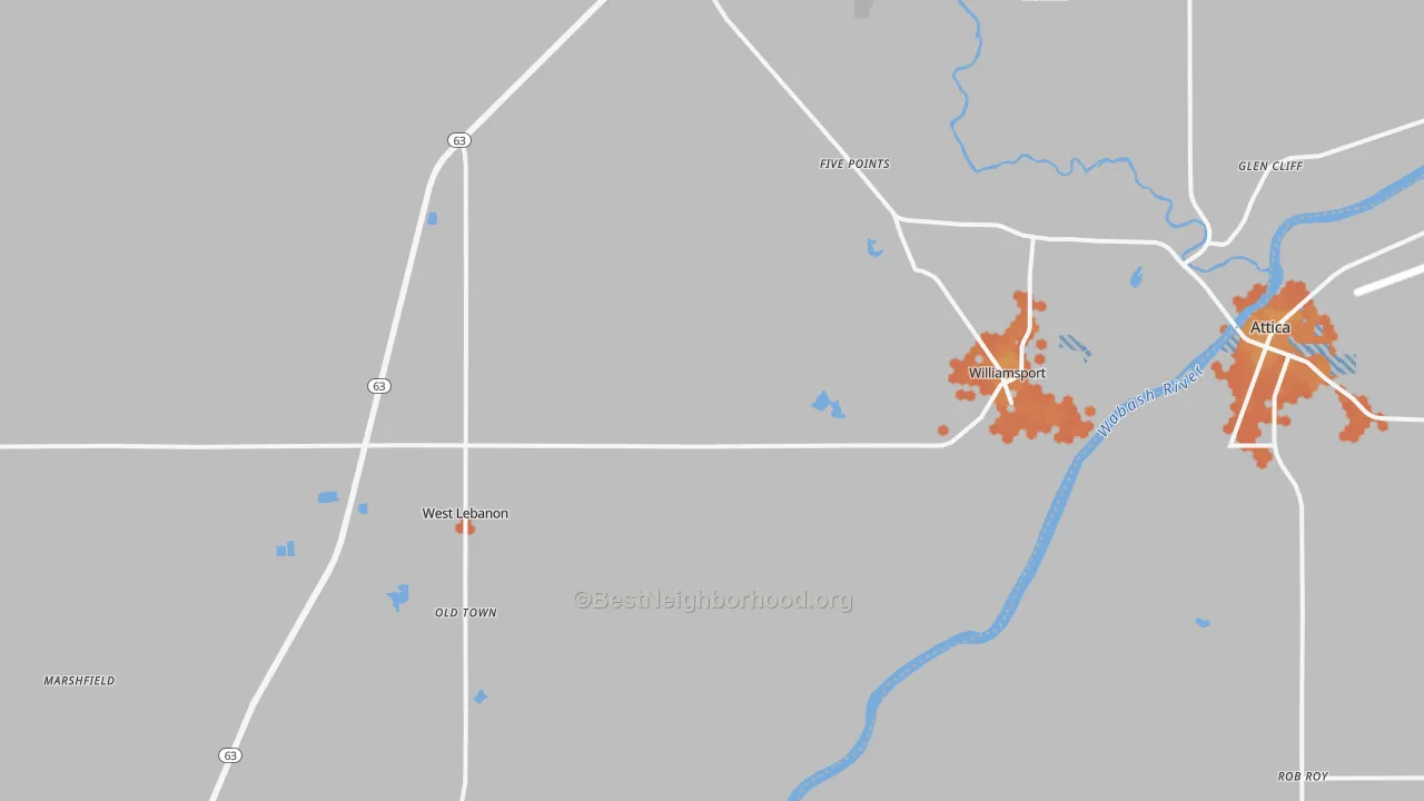 Bike Grade map of 47993, IN