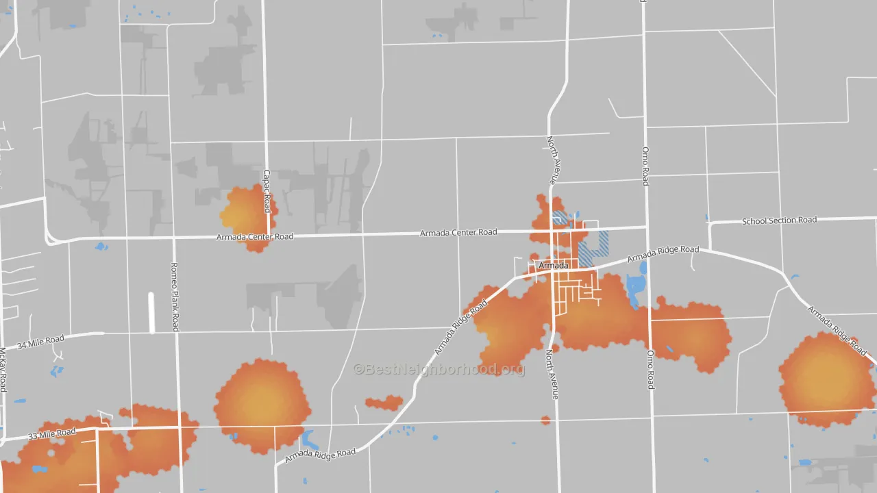 Bike Grade map of 48005, MI