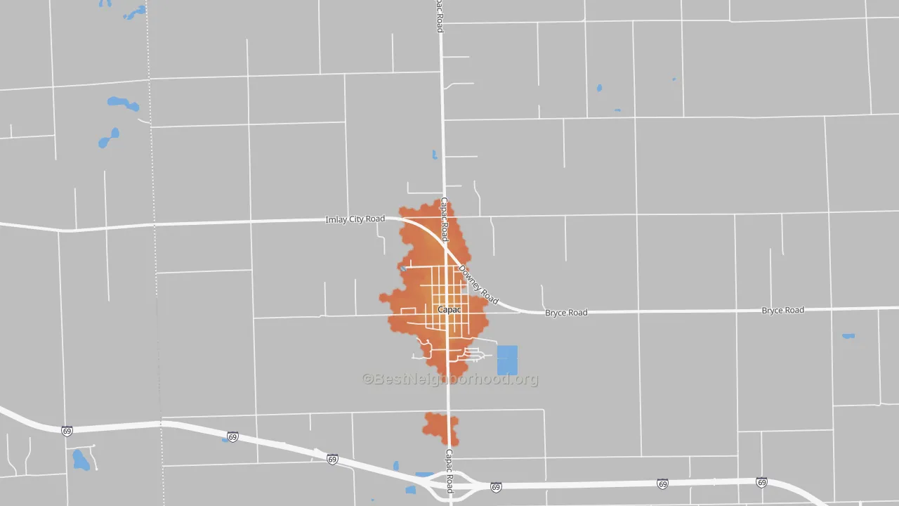 Bike Grade map of 48014, MI