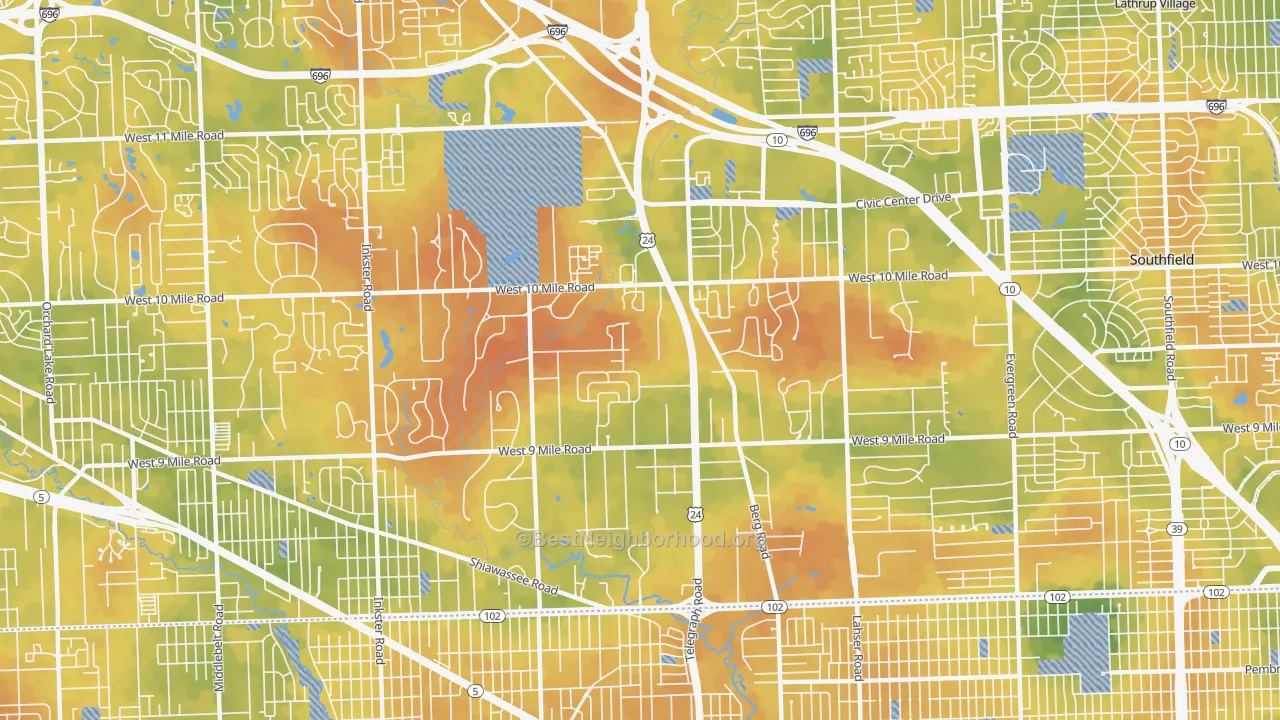 Bike Grade map of 48033, MI