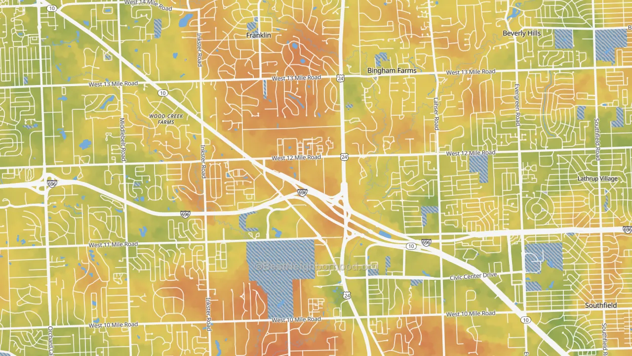 Bike Grade map of 48034, MI