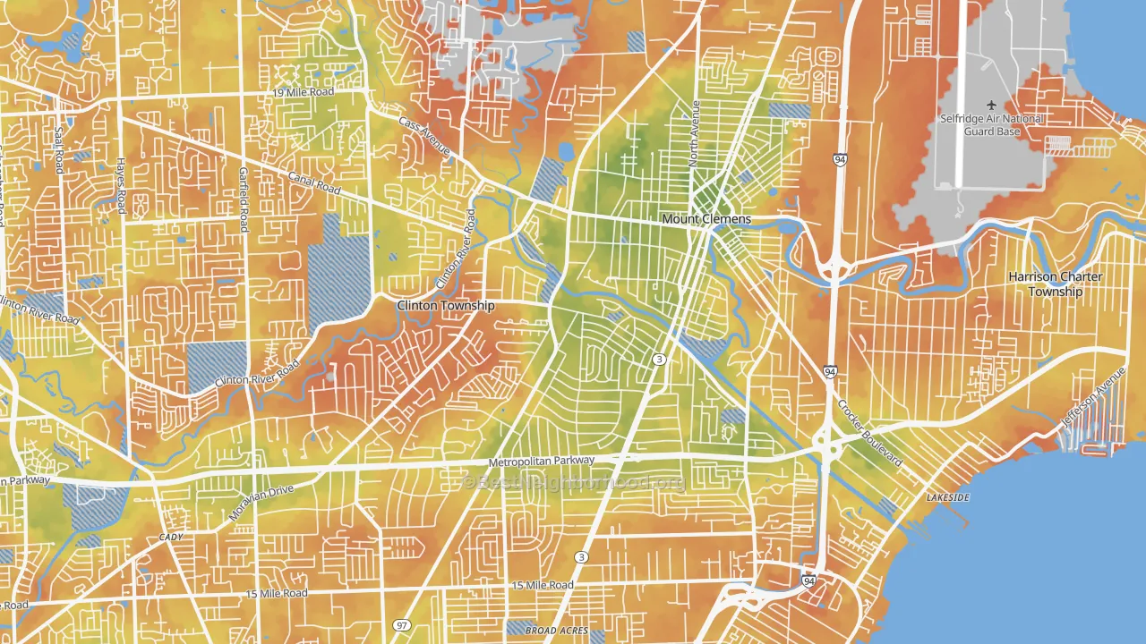 Bike Grade map of 48036, MI