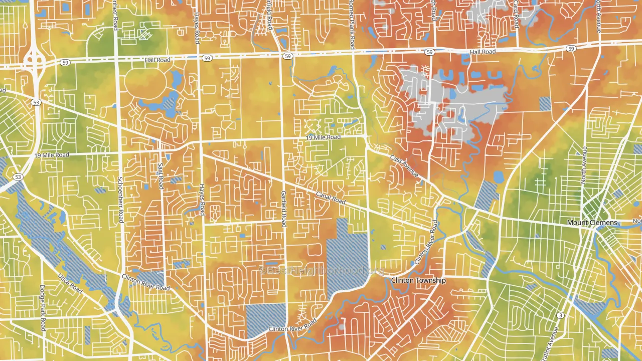 Bike Grade map of 48038, MI