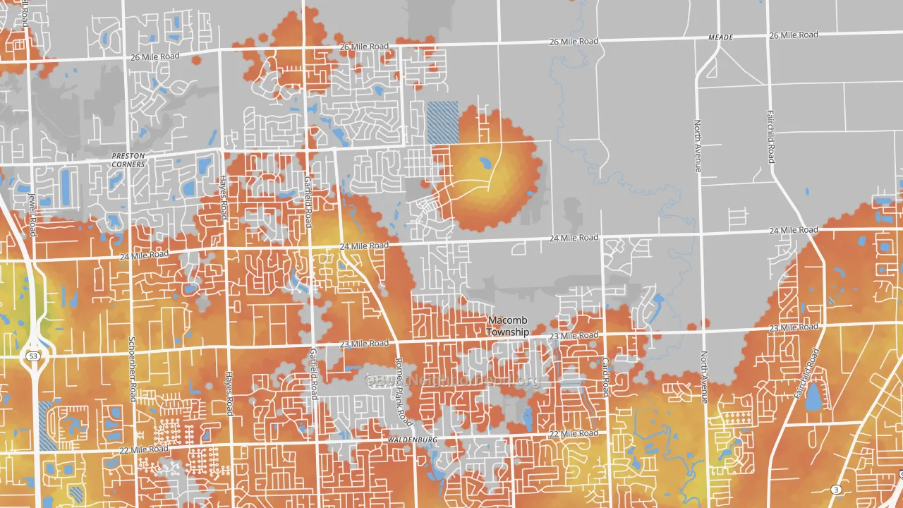 Bike Grade map of 48042, MI