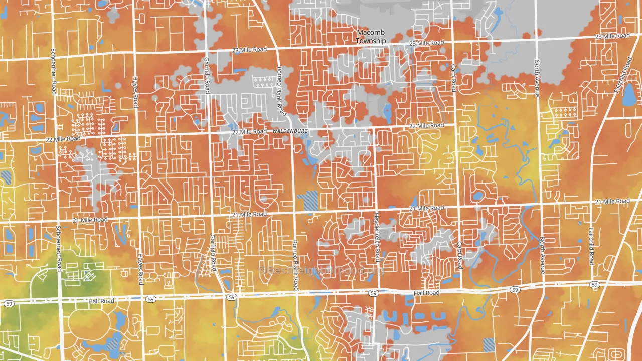 Bike Grade map of 48044, MI