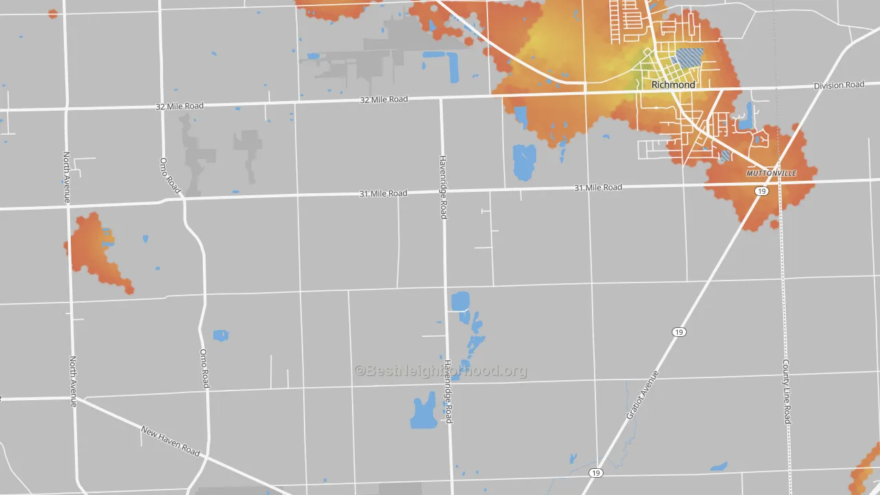 Bike Grade map of 48050, MI