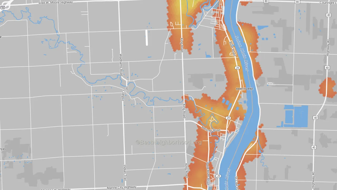 Bike Grade map of 48054, MI