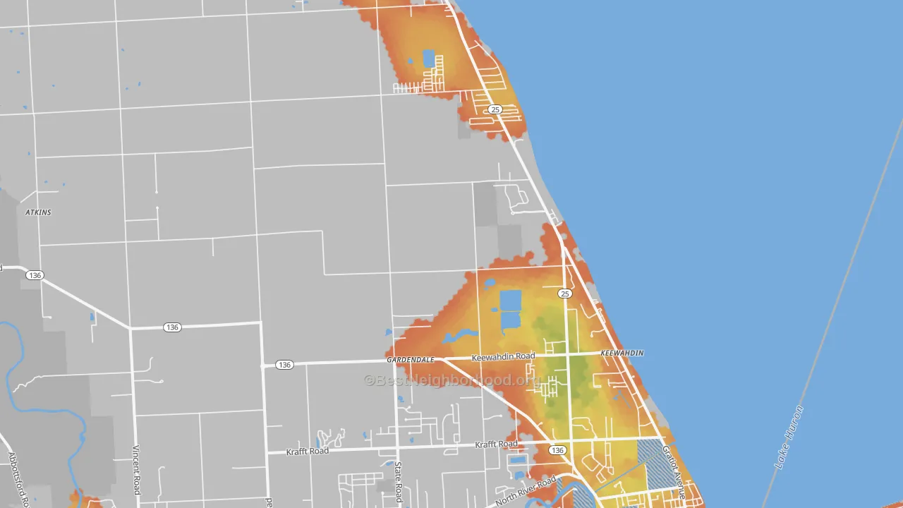Bike Grade map of 48059, MI