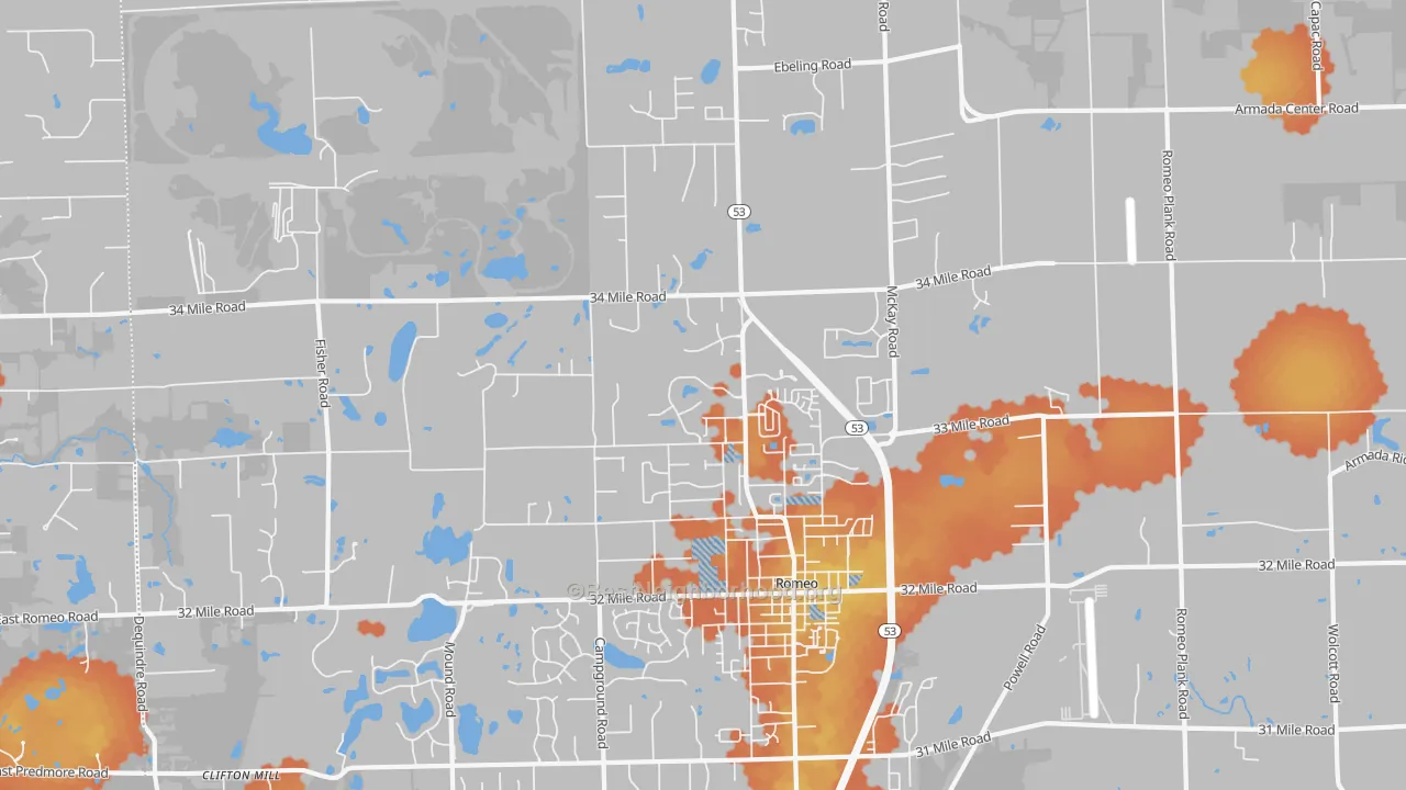 Bike Grade map of 48065, MI