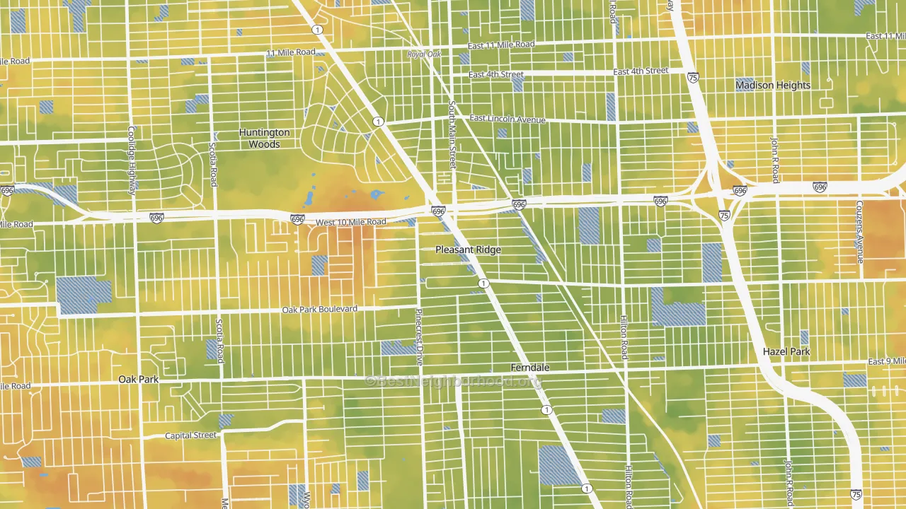Bike Grade map of 48069, MI