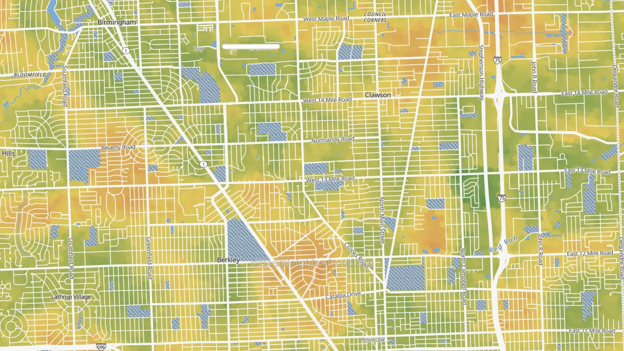 Bike Grade map of 48073, MI