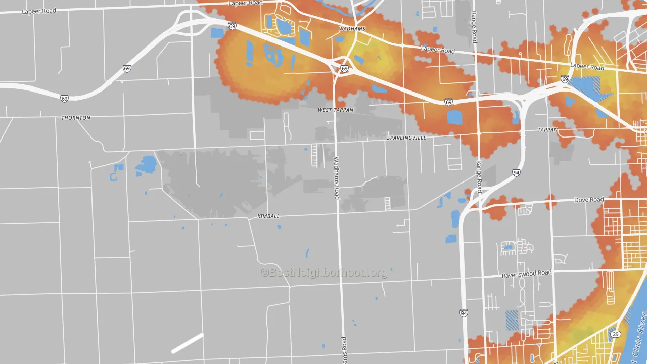 Bike Grade map of 48074, MI