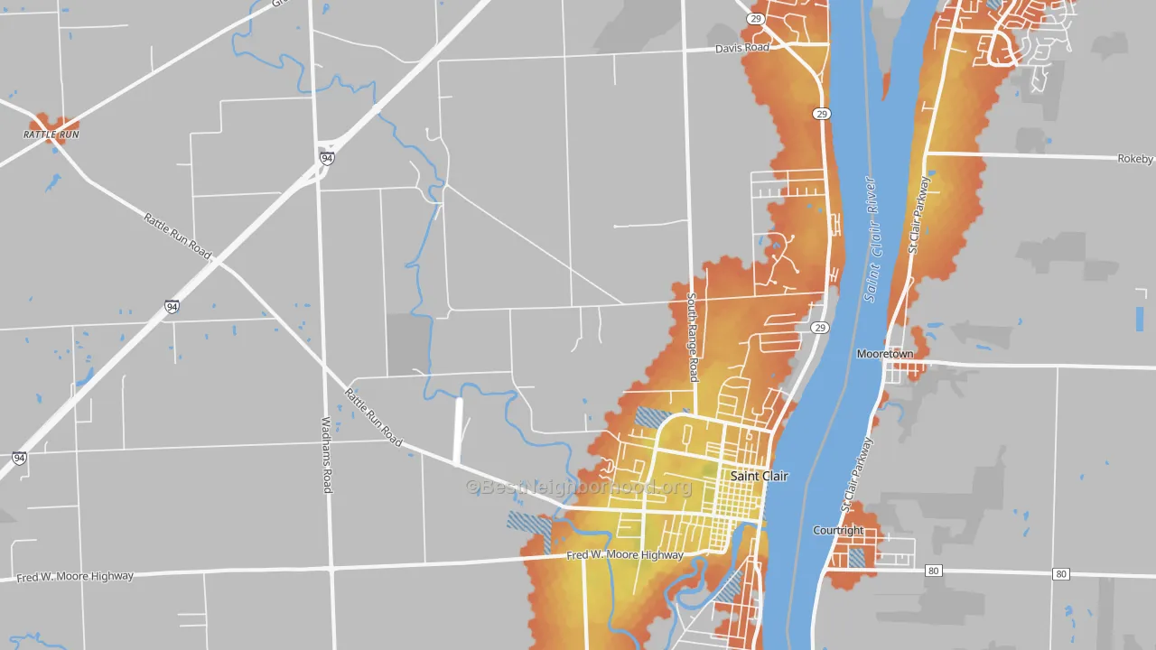 Bike Grade map of 48079, MI