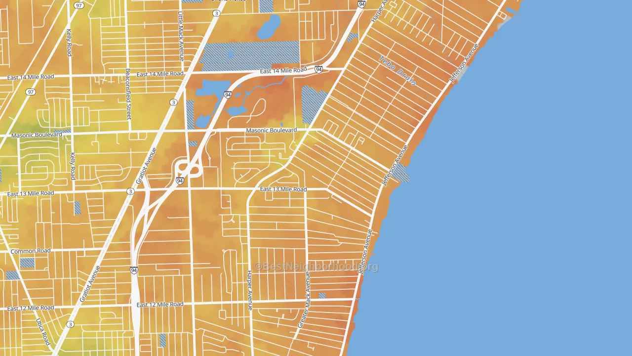 Bike Grade map of 48082, MI